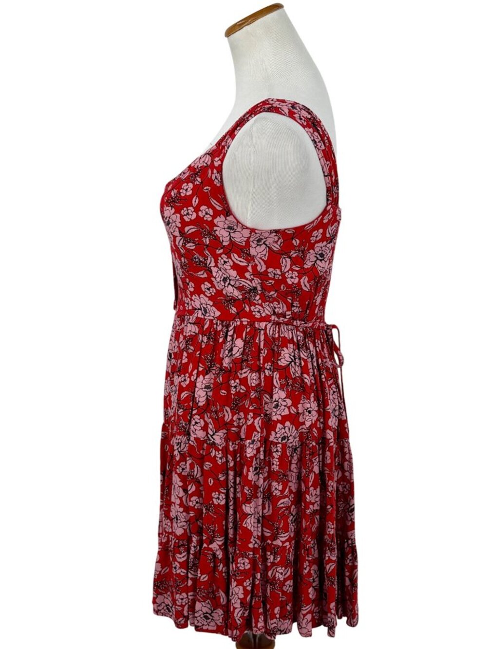 Band Of Gypsies Red Floral Sleeveless Tiered Dress M | Coquette Grunge Fairy Y2K - Picture 13 of 16
